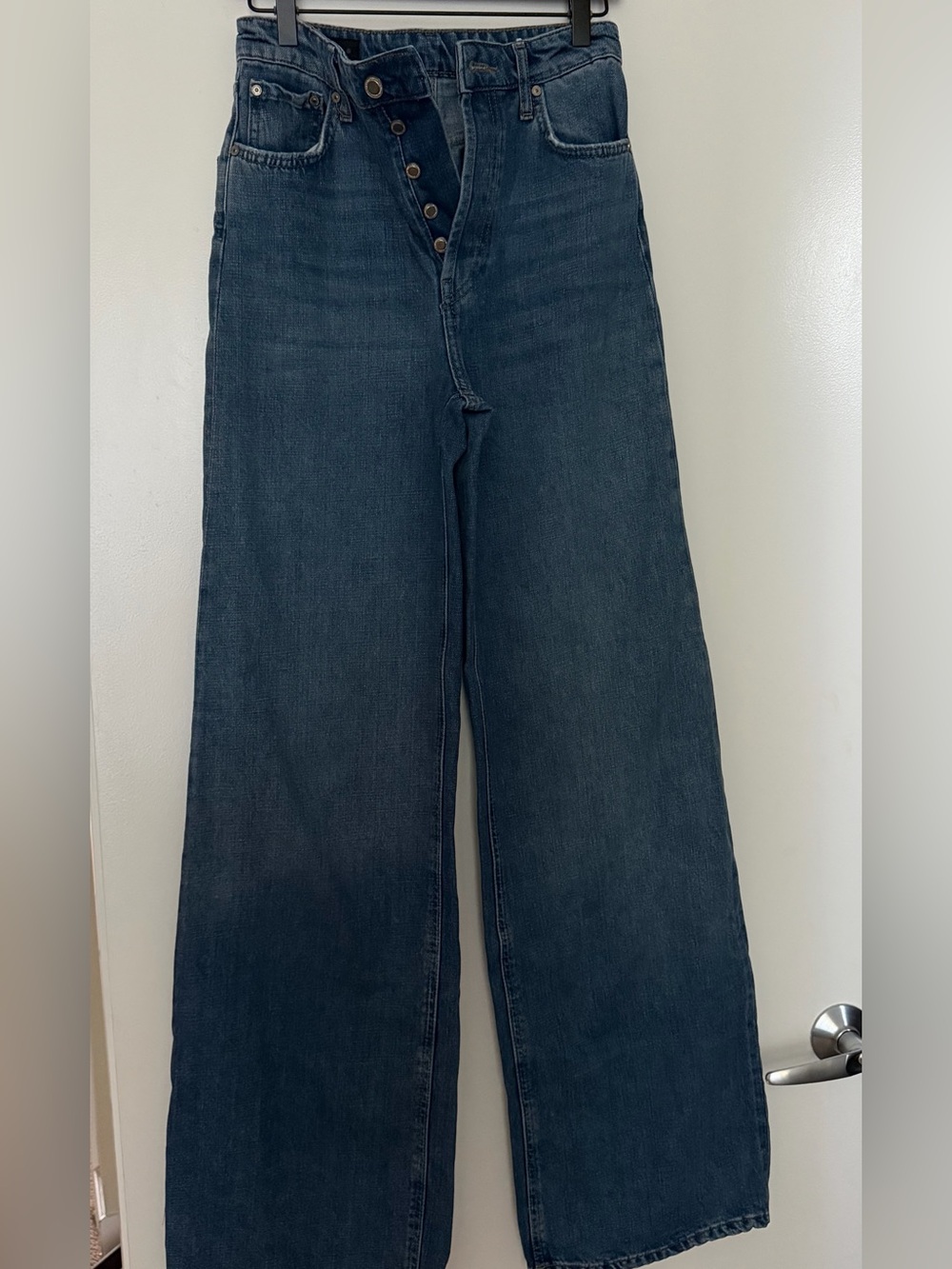 Zara Women's Wide Leg Jeans in Dark Blue
